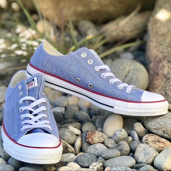 Blue and white striped converse Clearance
